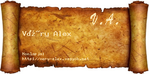 Véry Alex névjegykártya